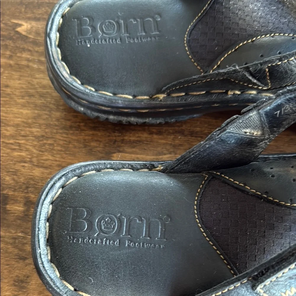 Born Women's Black Leather Strappy Sandals Size 7/38